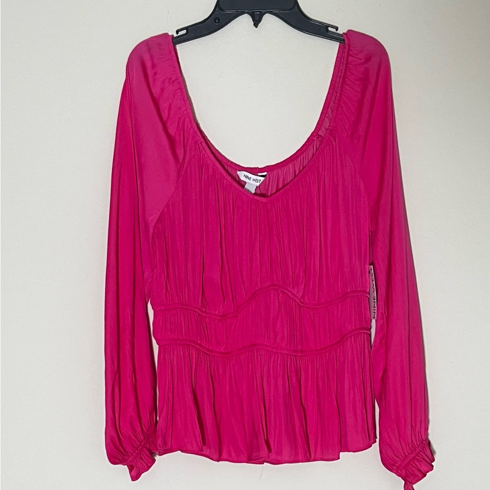 Nine West Fuchsia Long Sleeve Blouse